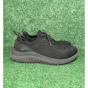 Skechers Women Size 8 Ultra Flex 2.0 Flash Illusion Black Slip On Sneakers Shoes